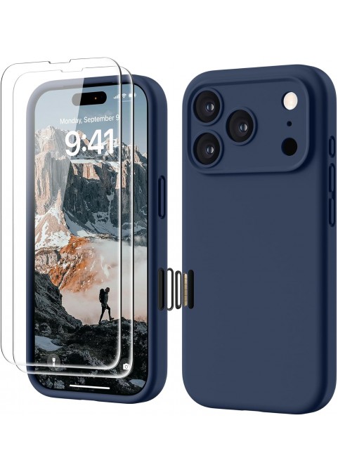 Premium Liquid Silicone Case for ip17 pro - Navy Blue